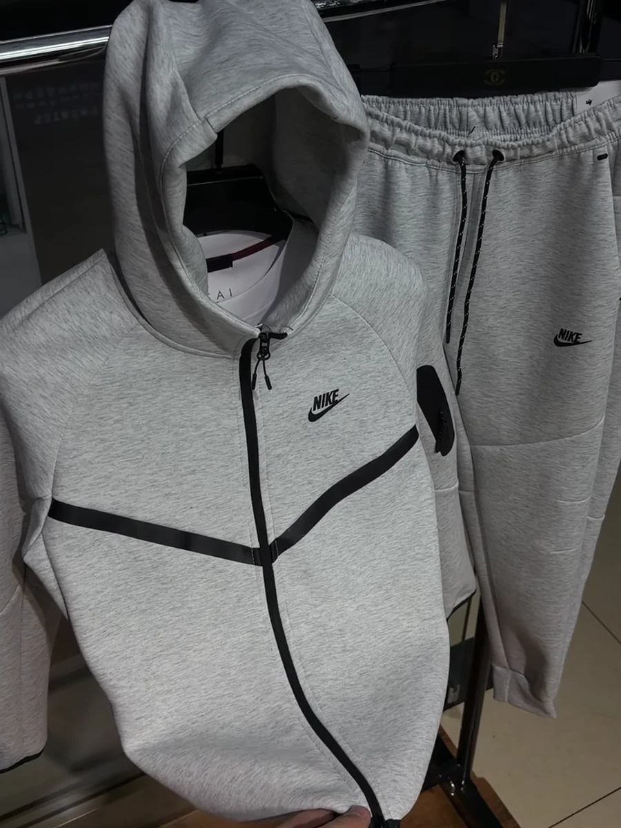Серый мужской спортивный костюм Nike (Двойка) - худи на молнии + брюки