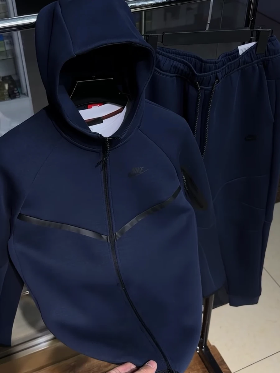 Темно синий мужской спортивный костюм Nike (Двойка) – худи на молнии + брюки