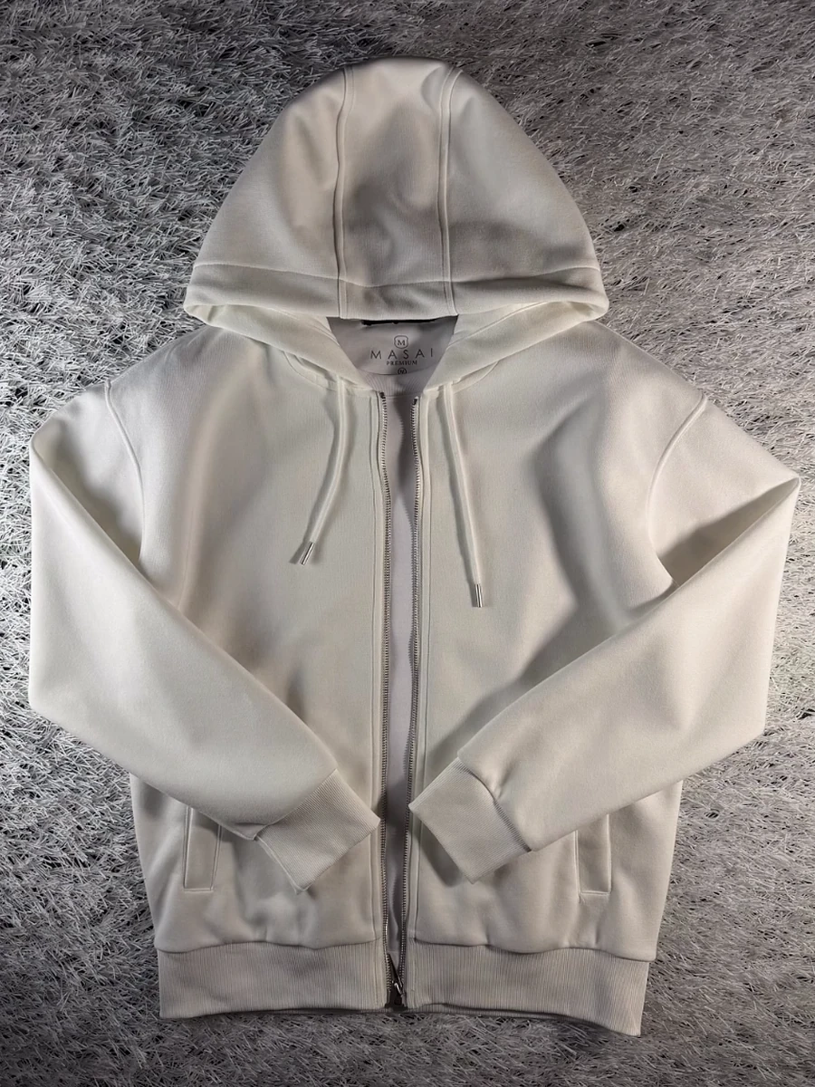 Мужское зип-худи в молочном цвете