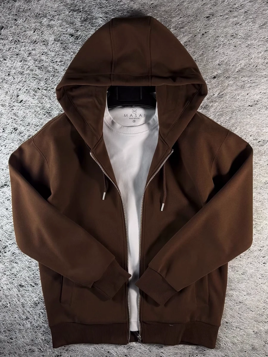 Мужское зип-худи в шоколадном цвете