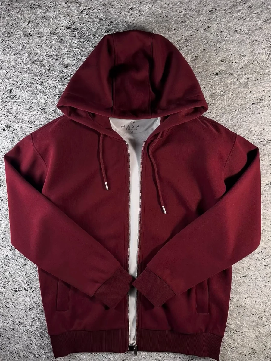 Мужское зип-худи в бордовом цвете