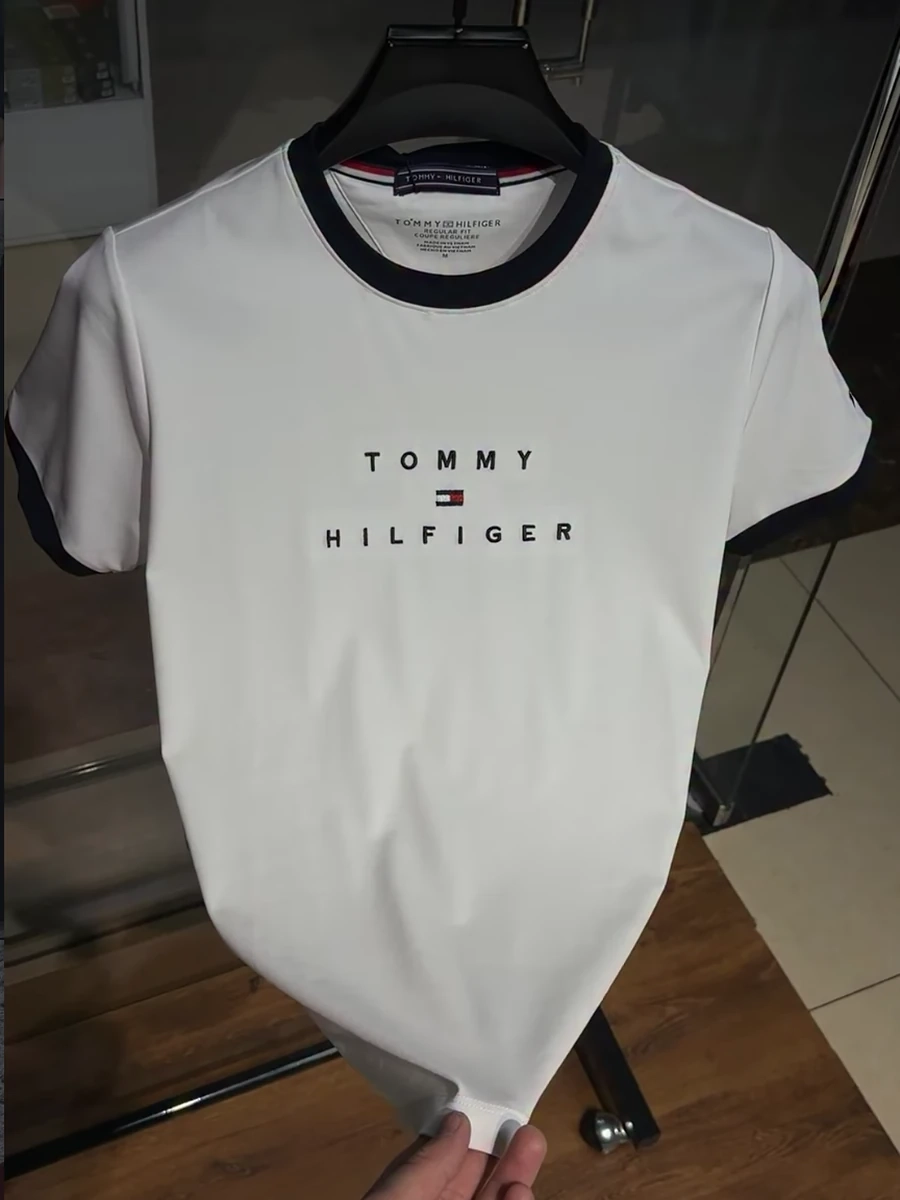 Мужская спортивная футболка поло без воротника Tommy Hilfiger