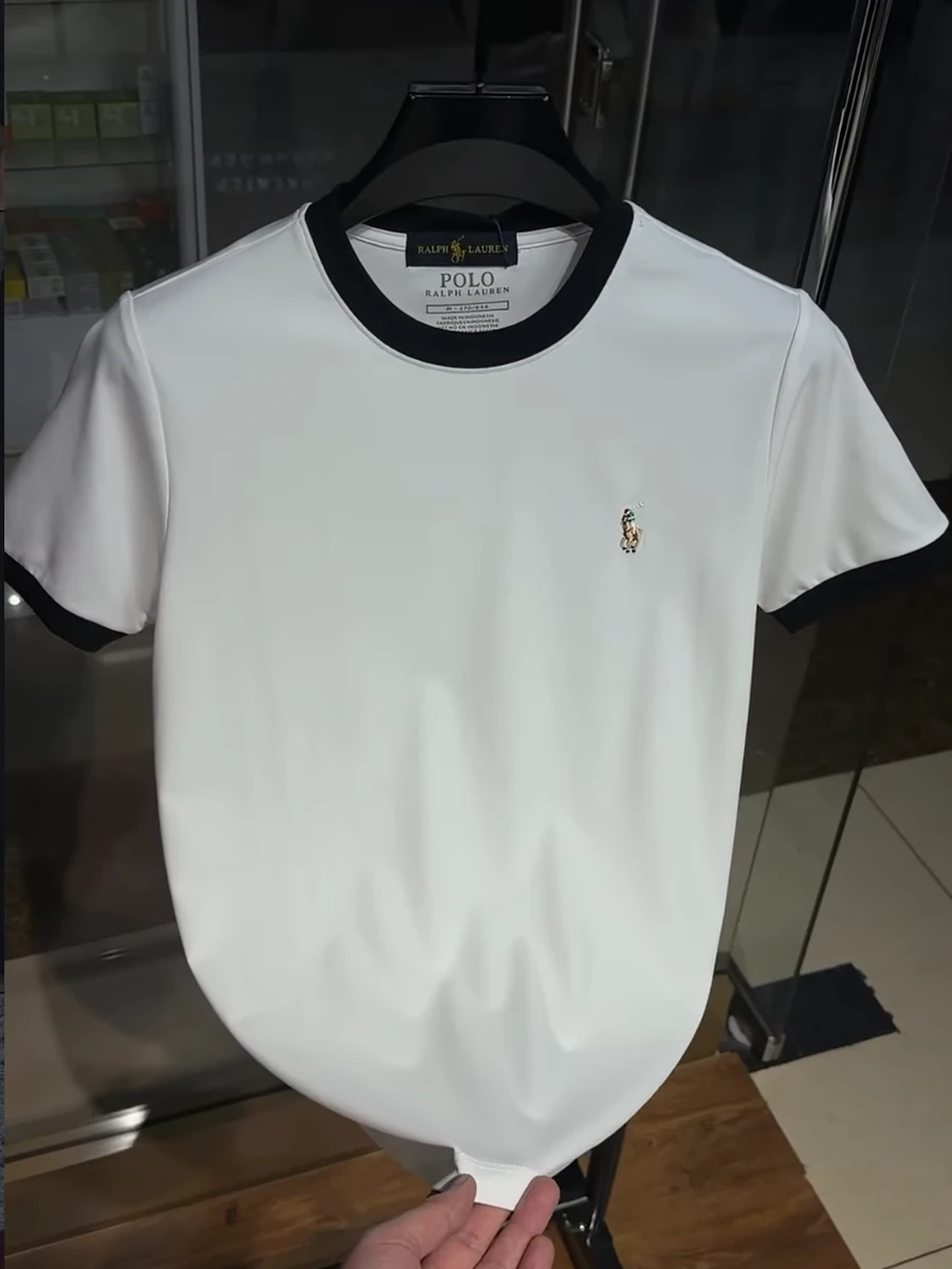 Мужская белая футболка поло без воротника Polo Ralph Lauren