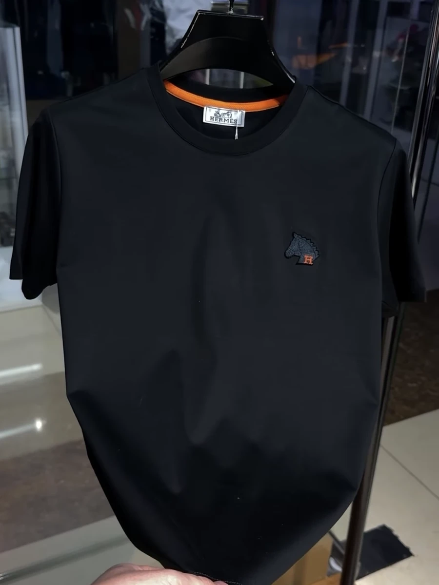 Мужская черная футболка Hermes