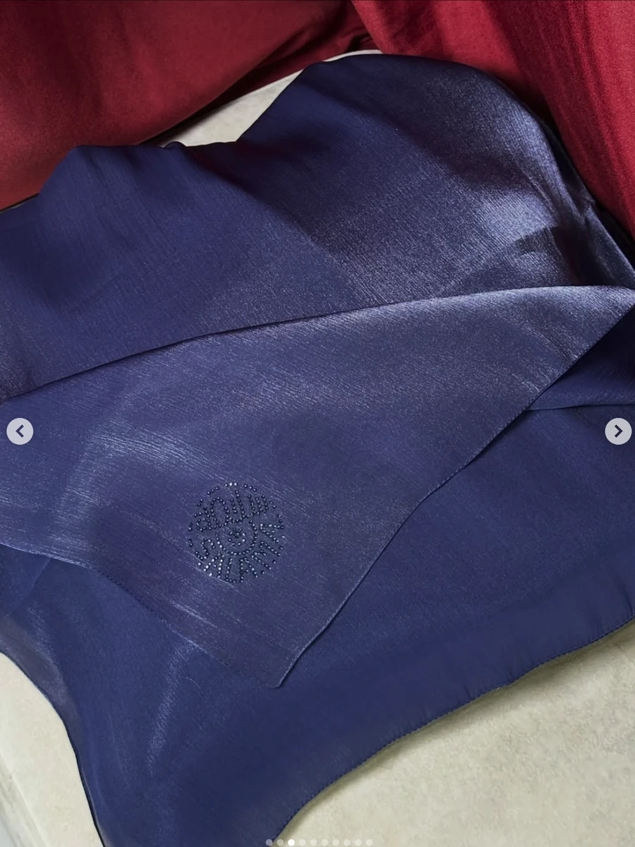 Платок из корейской органзы синий