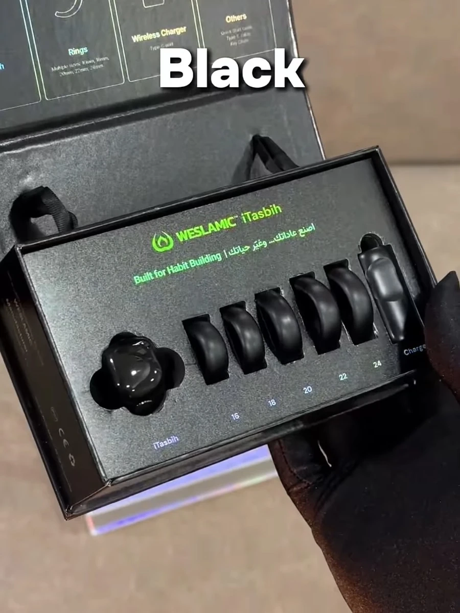 iTasbih Faith+ — умное кольцо-тасбих, которое помогает держать связь с зикром в любое время. Черный