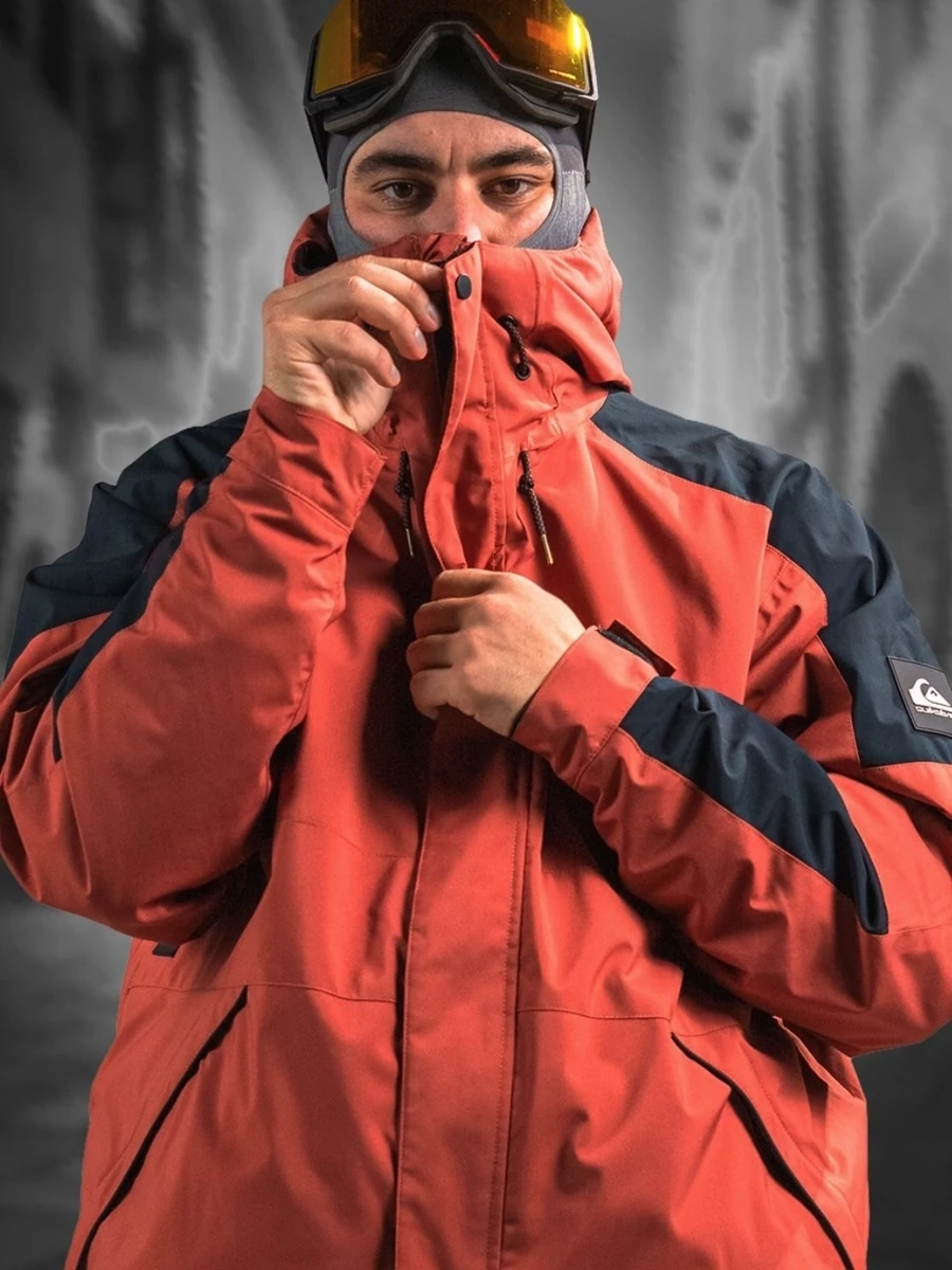 Мужская зимняя горнолыжная куртка – ветрозащитная, водоотталкивающая, с высоким воротником