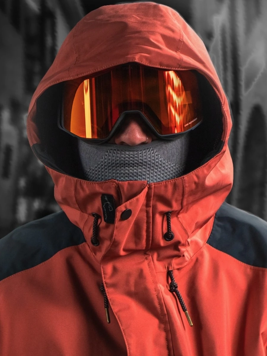 Мужская зимняя горнолыжная куртка – ветрозащитная, водоотталкивающая, с высоким воротником