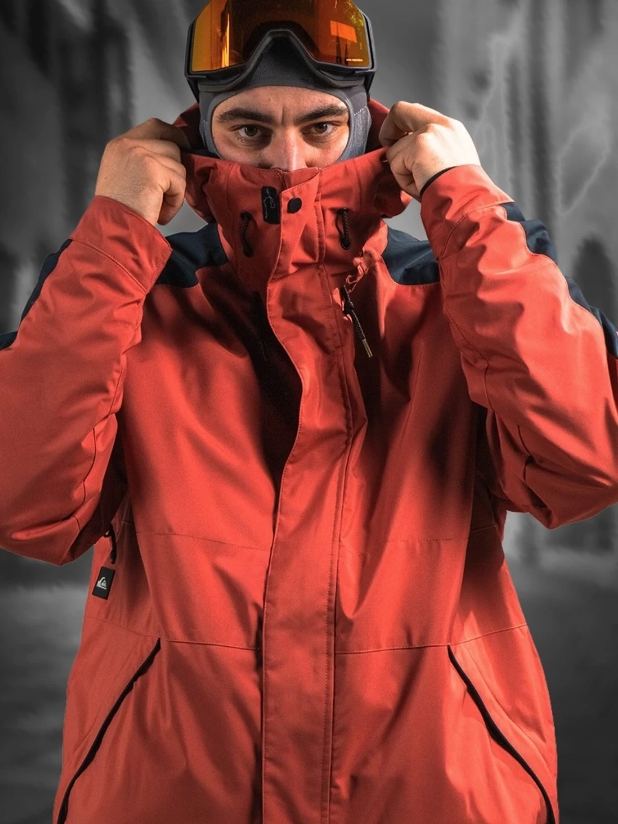 Мужская зимняя горнолыжная куртка – ветрозащитная, водоотталкивающая, с высоким воротником